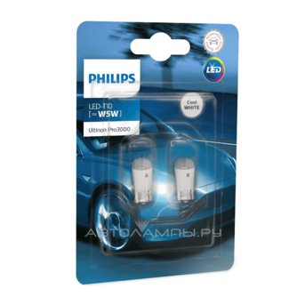 W5W 12V-LED (W2,1x9,5d) 6000K 0,6W Ultinon Pro3000 (ку.2шт.) T10 11961U30CWB2